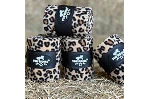 TGW RIDING Horse Polo Leg Wraps, Equine Fleece Polo Wraps (Set of 4) - Horse Leg Bandages (Light Brown)