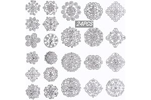 HAFILO lot 24PCS Wedding Bouquet brooches Kit shiny rhinestone crystal brooch pin set for women girl fashion DIY Decorate art Bridal brooches suit