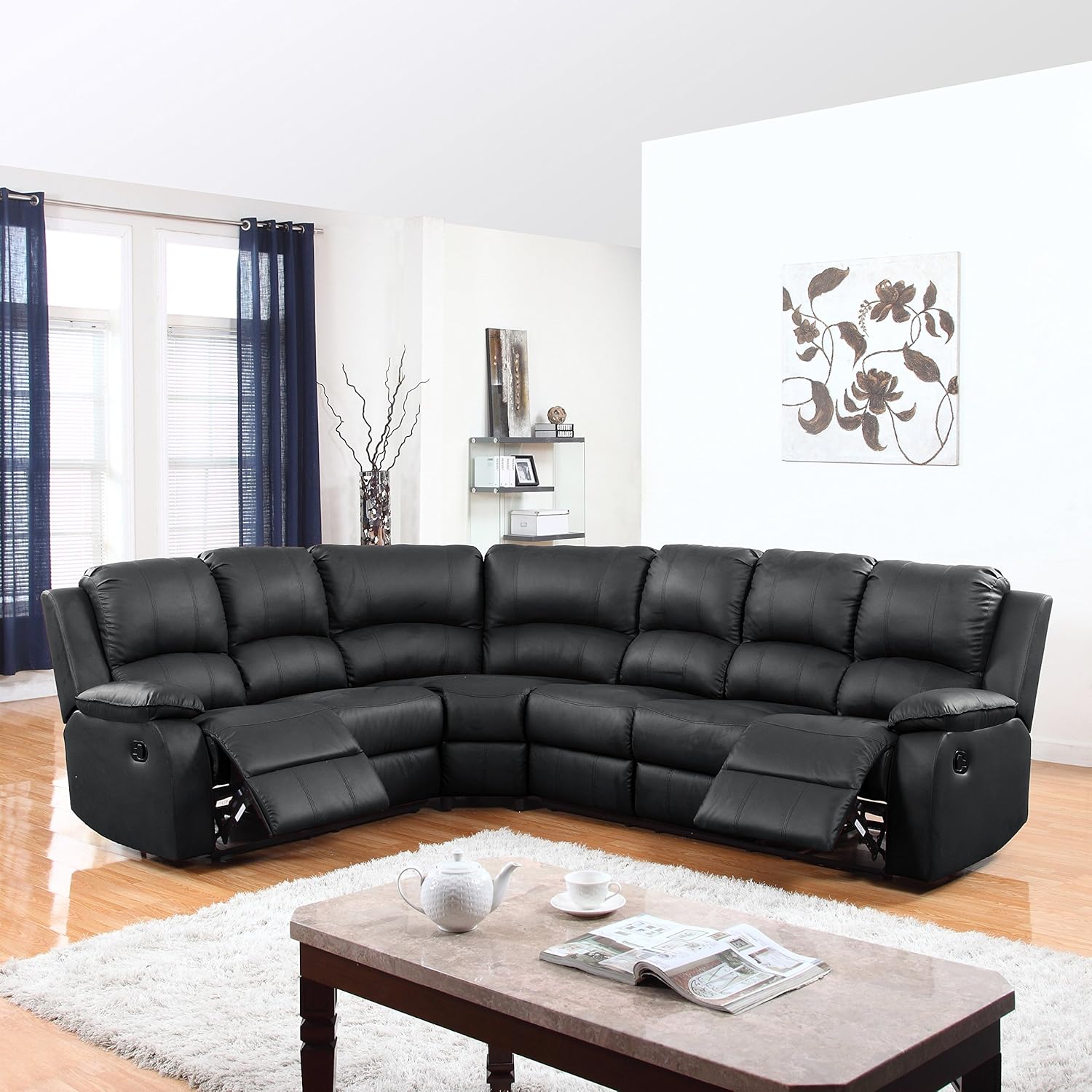 DIVANO ROMA FURNITURE Large Classic and Traditional Bonded Leather