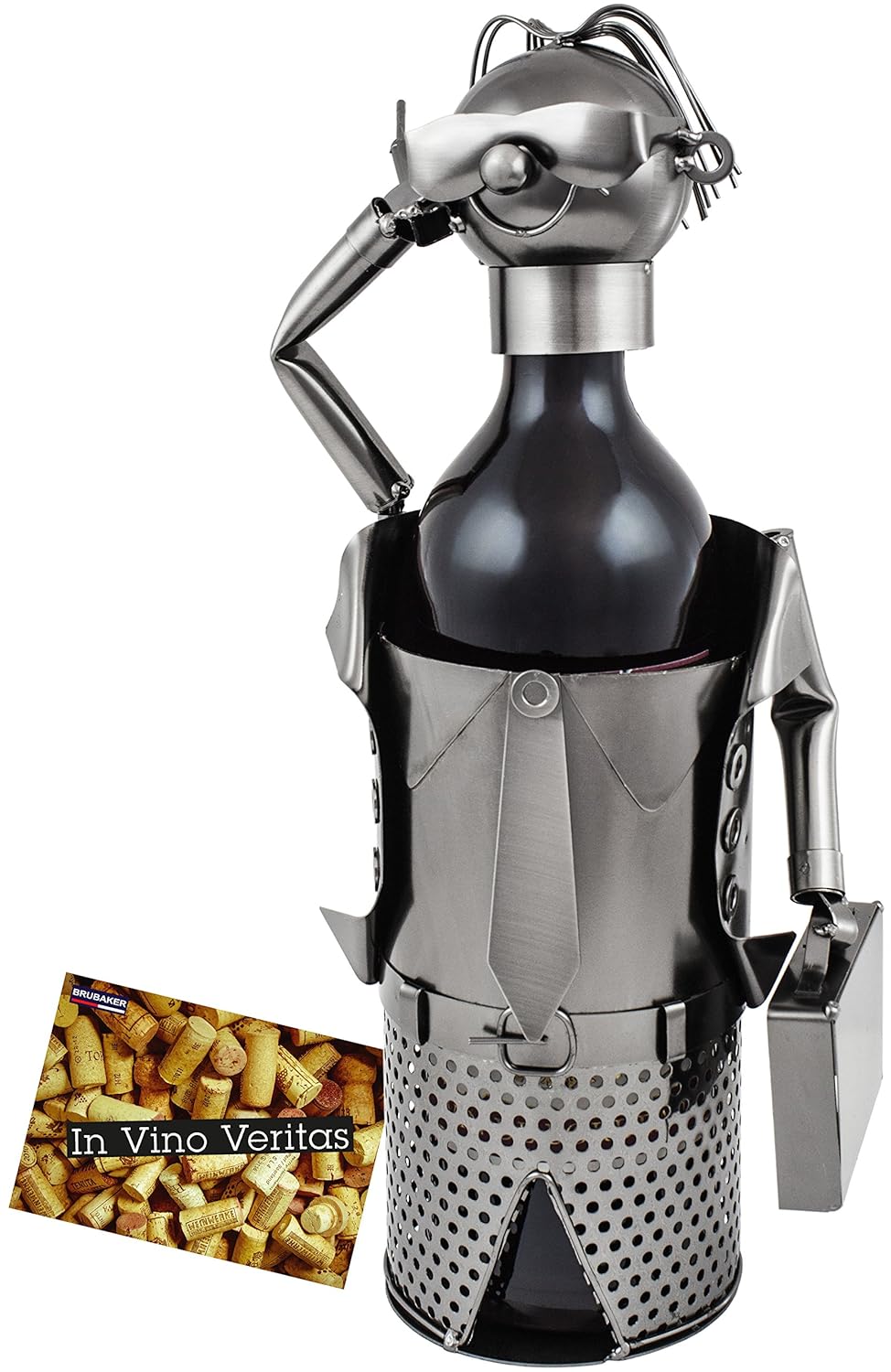 BRUBAKER Wine Bottle Holder Boss Metal Sculpture Wine