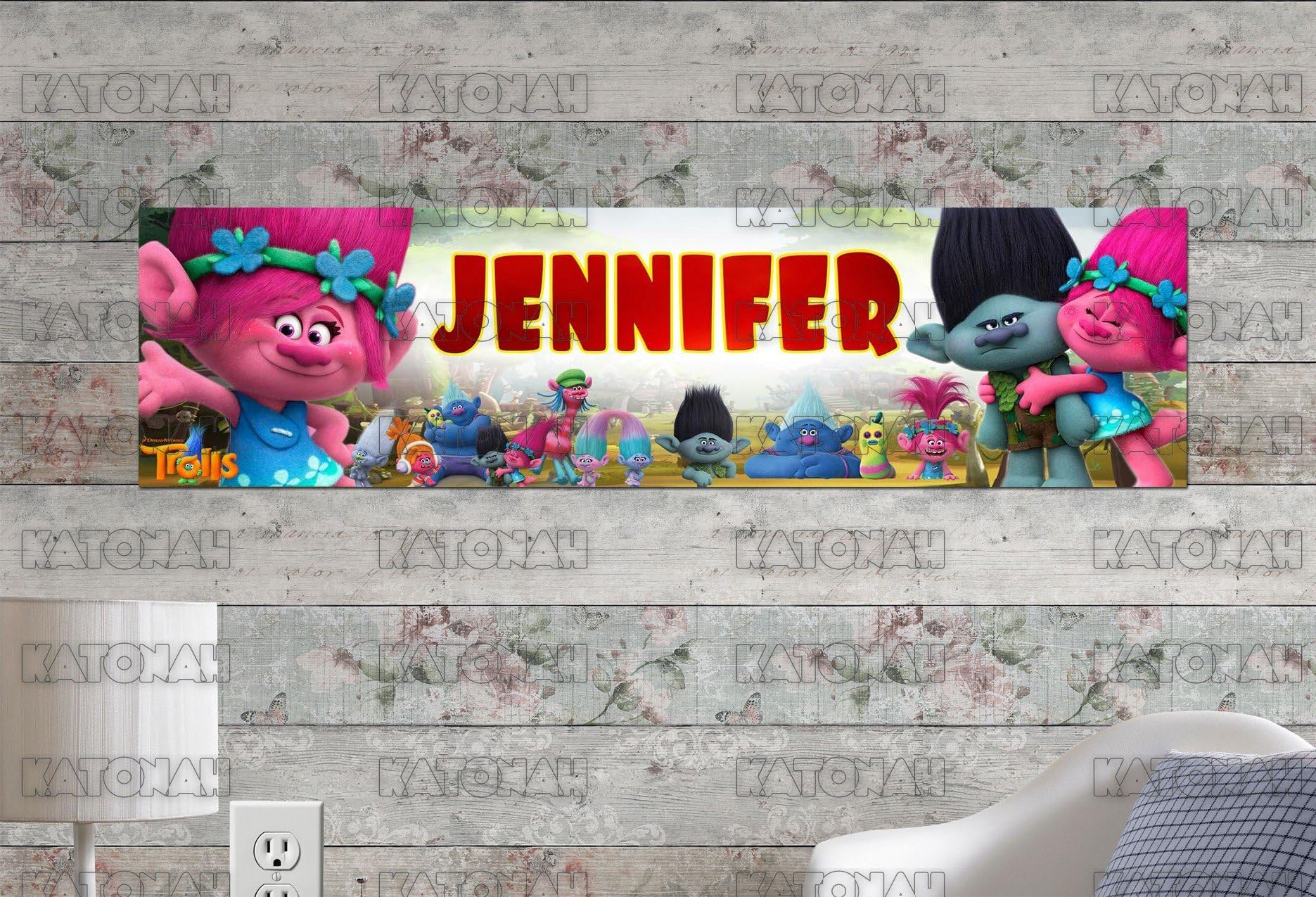KATONAH Customized Name Painting Trolls Poster with Your Name On It Personalized Banner