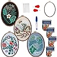 Maydear 4 Pack Embroidery Starter Kit with Pattern, Stamped Cross Stitch Kits for Beginners Adults with Embroidery Hoop and Instructions, Hand Embroidery Kit Cross Stitch Kits Stamped