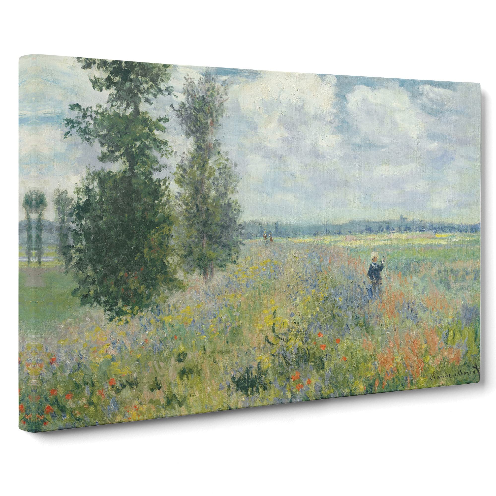 Poppy Fields Near Argenteuil By Claude Monet Canvas Print | Gallery Wrapped 30mm Frame Wall Art | 20x14 inches | Ready to Hang | Impressionist Floral Picture | Living Room Bedroom Lounge Office