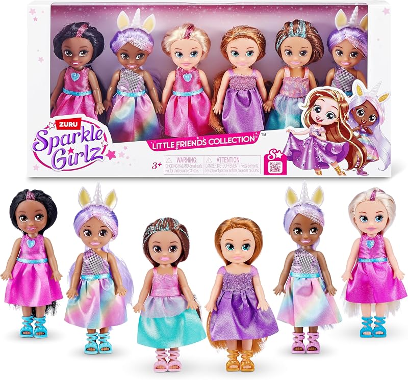 Sparkle Girlz Princess Collectible Fashion Dolls 6 Pack