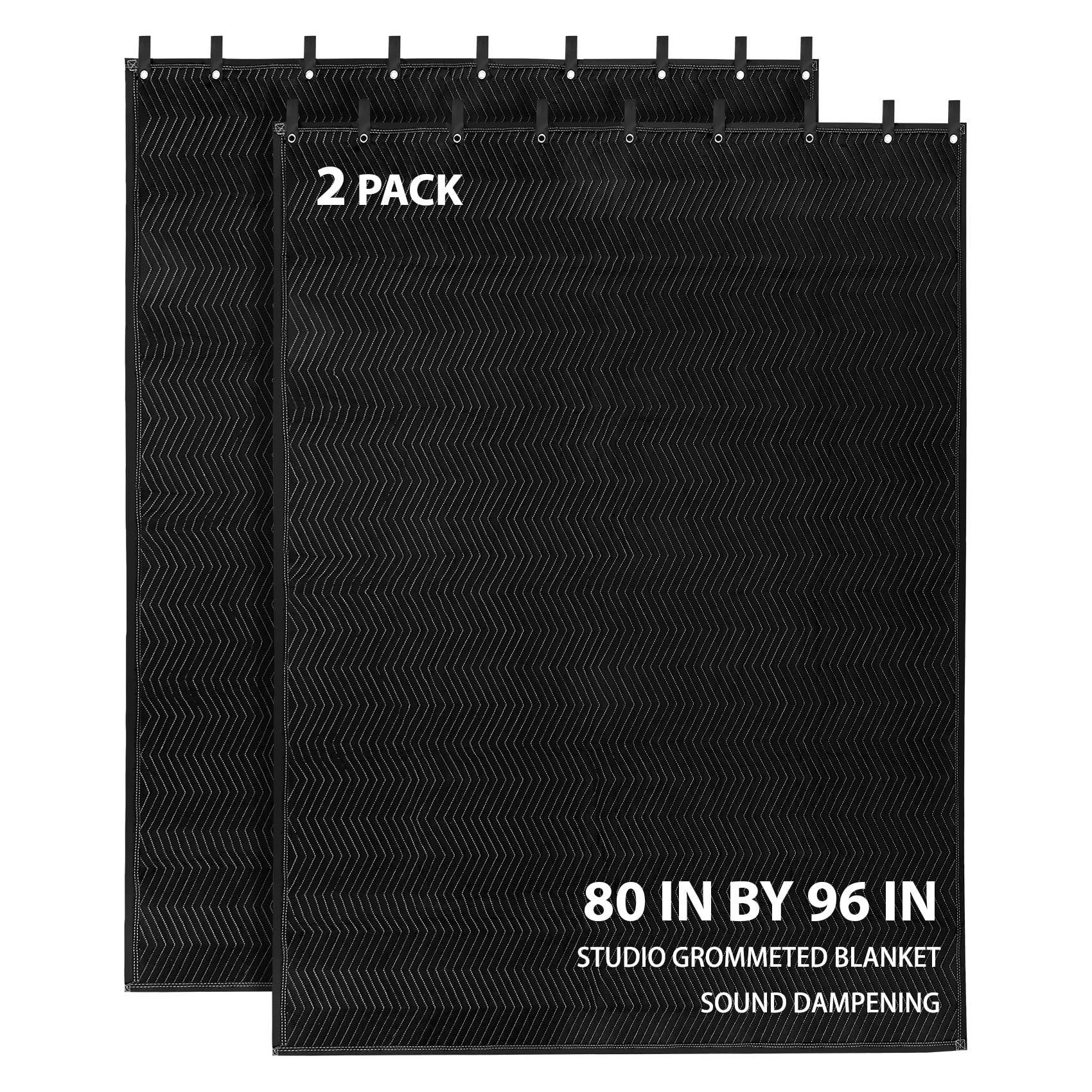 Photo 1 of 2 Pcs Large Sound Dampening Blanket 96" x 80",850GSM Acoustic Blanket with Grommets, Heavy Duty Studio Sound Absorption Blankets,Acoustic Blanket Noise Reduce for Room,Light Blocker,Moving Blankets