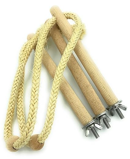 Vitezza formbares Sisal Sitzseil 90cm mit Drahtkern mit 3 Vogel Sitzstangen