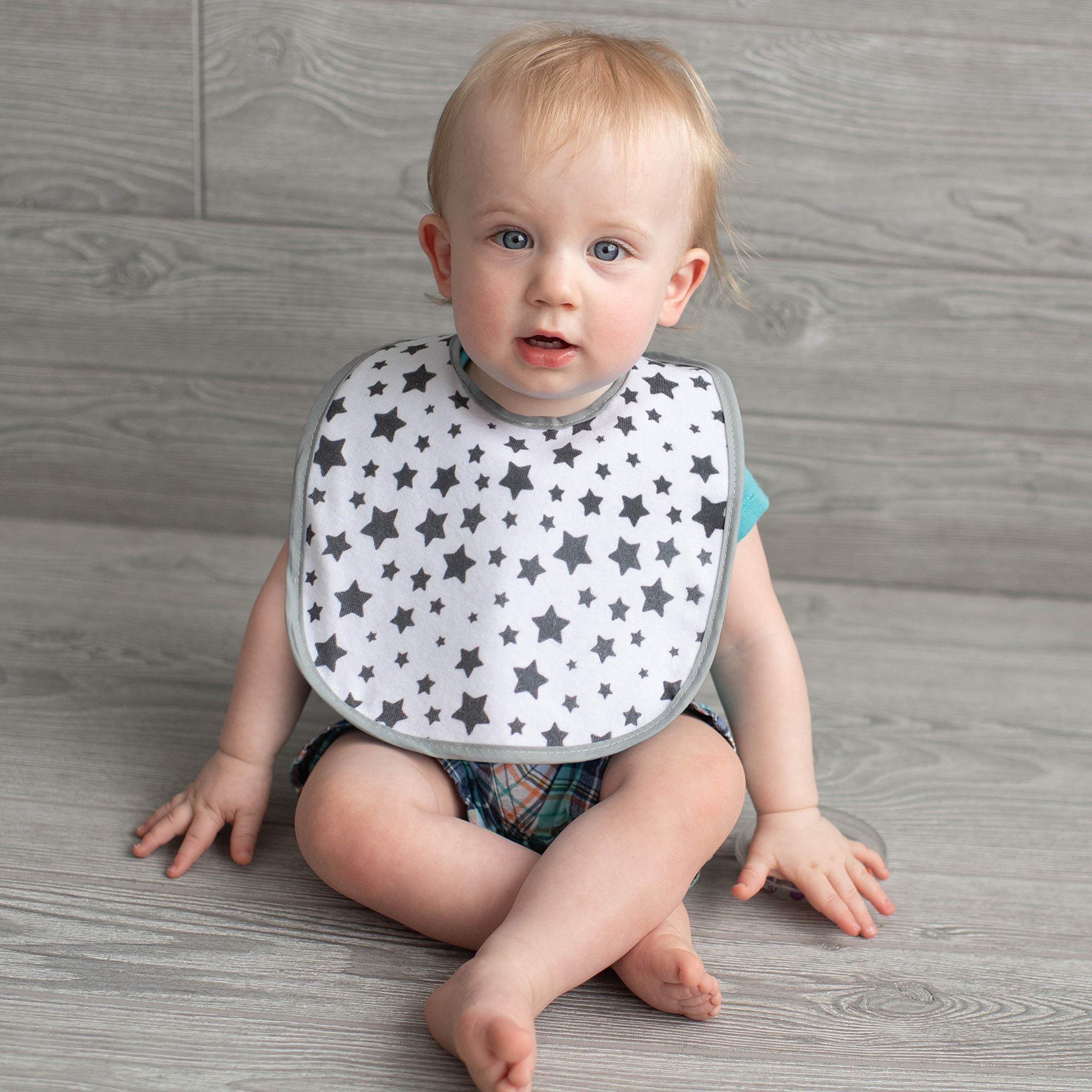 Neat Solutions 10 Pack Water Resistant Bib Set Blue/Grey Assorted, 10 Count, 0+ Months