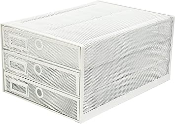 Amazon Com Exerz Desk Organizer Wire Mesh 3 Tier Sliding Drawers