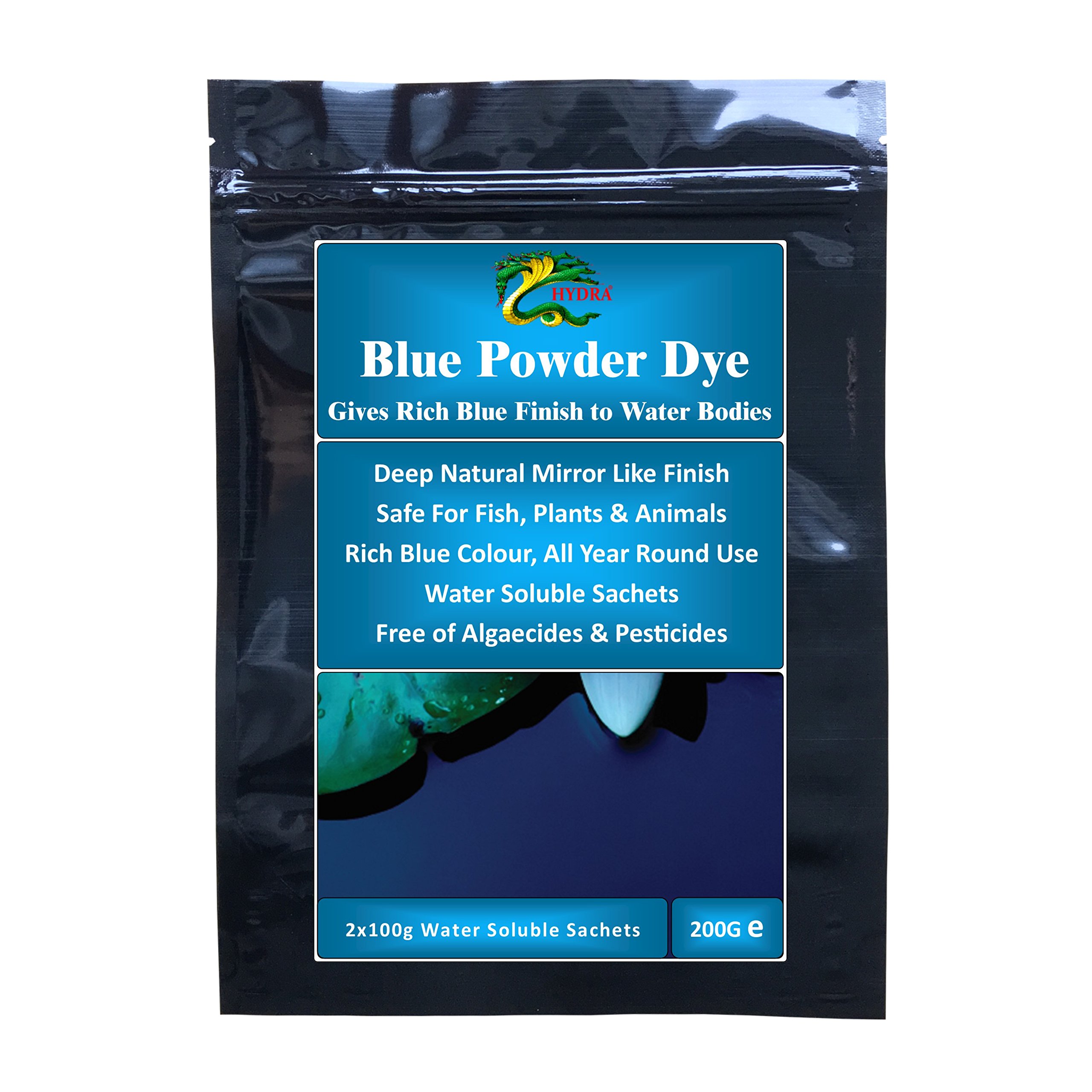Buy HYDRA For Pond Decor use BLUE WATER DYE 200g treats UpTo 6000