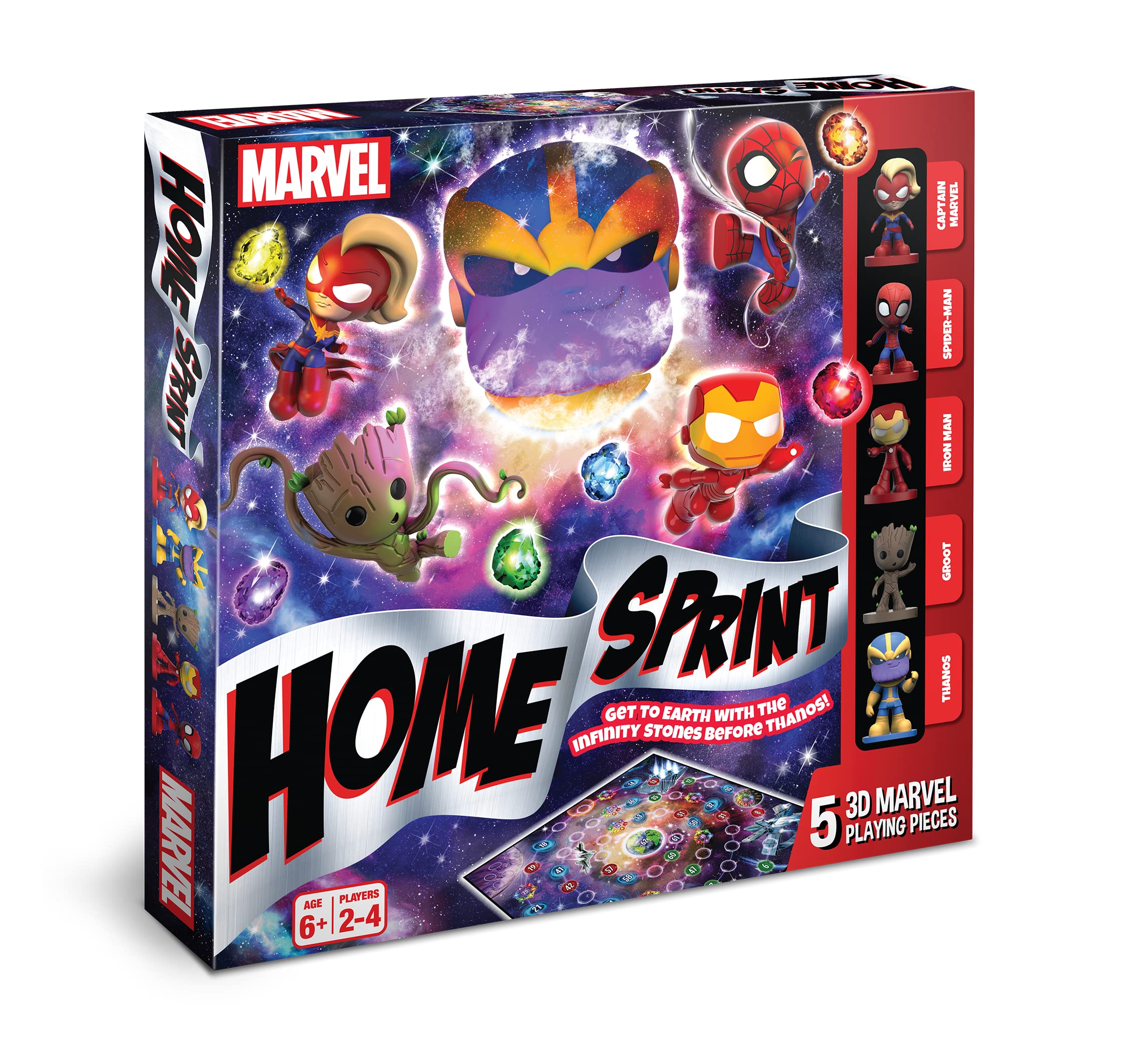 Cartamundi Marvel Home Sprint Board Game, 5 Marvel Playing Pieces Included, Family Friendly Game, Great Gift For Kids, Ages 6+