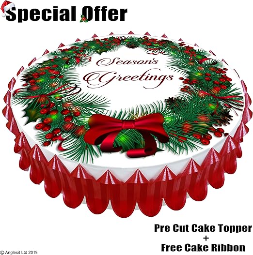 Season S Greetings Cake Set C R4 7 18cm Edible Wafer Rice