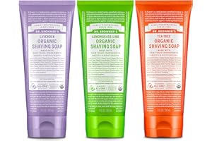Dr. Bronner's Organic Shaving Soap– 3 Pack Variety, 7oz (Lavender, Tea Tree, Lemongrass)– Moisturizing Shave Soap for Men & Women– Certified Organic Sugar & Shikakai– For Face, Underarms & Legs