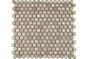 SOMERTILE Merola Tile Hudson Penny Round Truffle 11-7/8" x 12-5/8" Porcelain Floor and Wall Tile