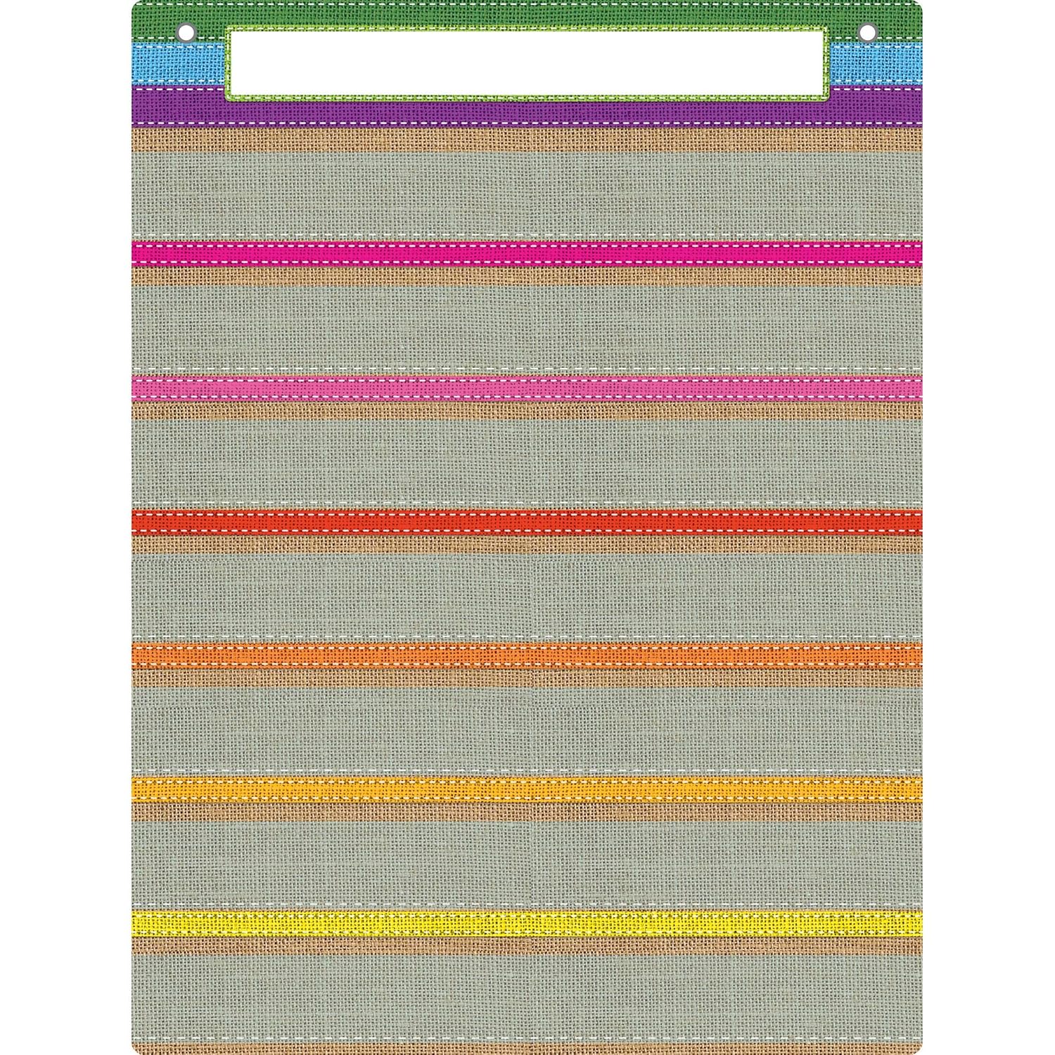 Ashley Productions ASH94100 Smart Poly Pocket Chart, 7 Pockets, Burlap Stitch, Polypropylene (PP)/Steel, 18