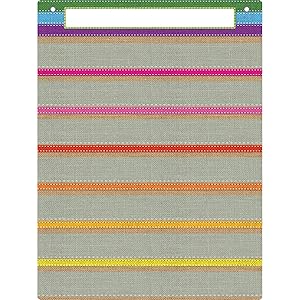 Ashley Productions ASH94100 Smart Poly Pocket Chart, 7 Pockets, Burlap Stitch, Polypropylene (PP)/Steel, 18