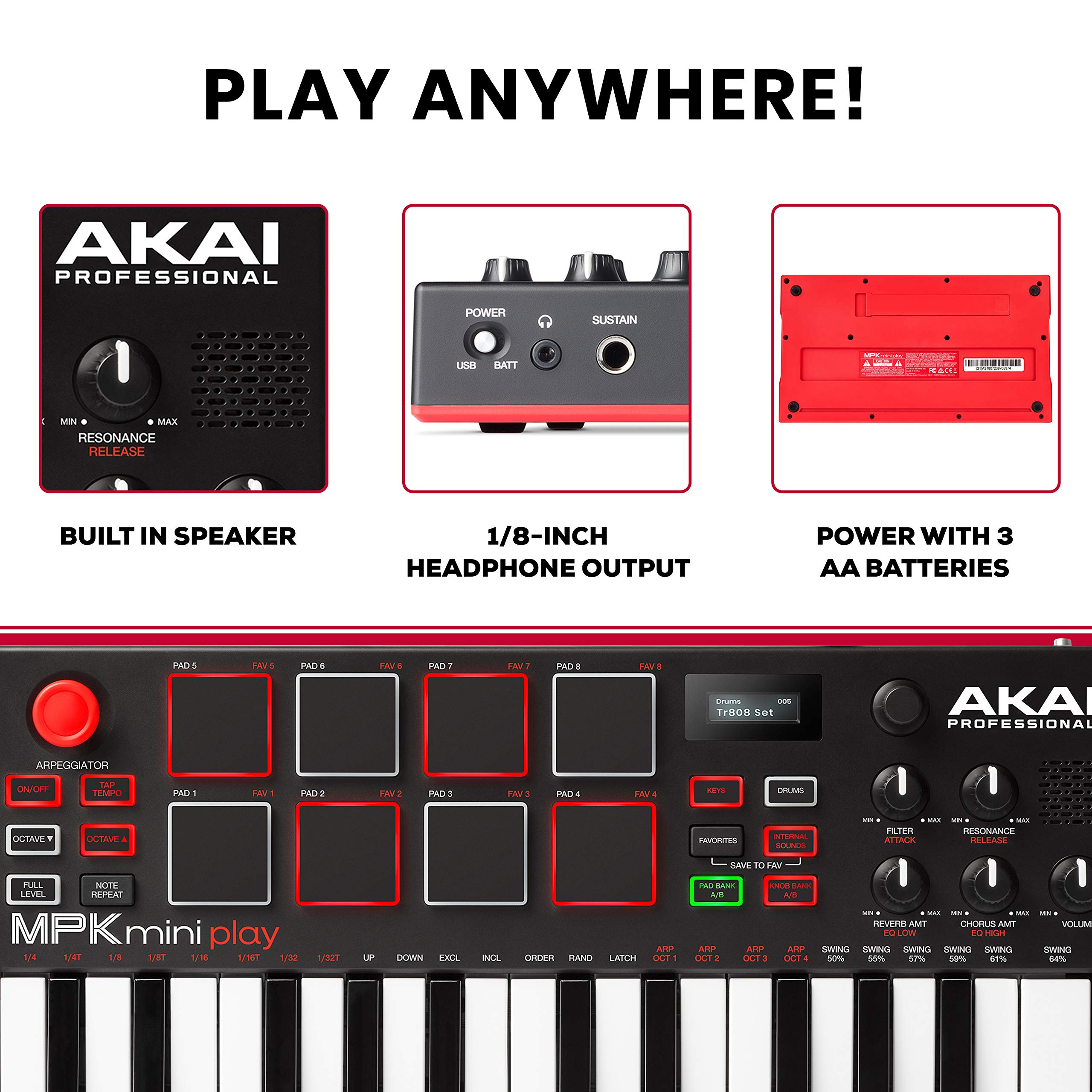 Akai Professional MPK Mini Play 25Note Piano Style Keyboard and USB
