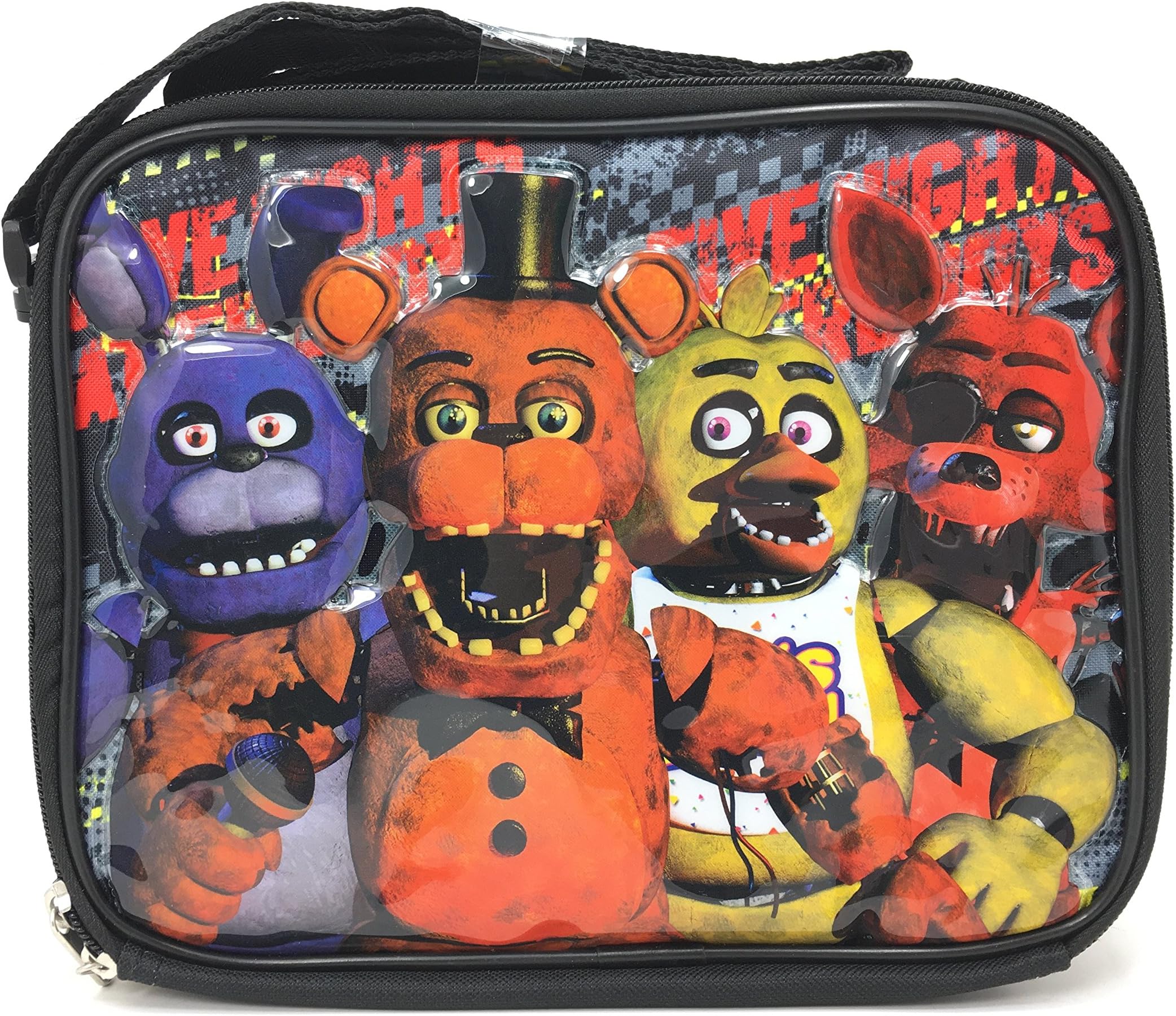 New Five Nights At Freddys Lunch Bag FNAF Snack Bag Bonnie Chica Foxie -Back Checker