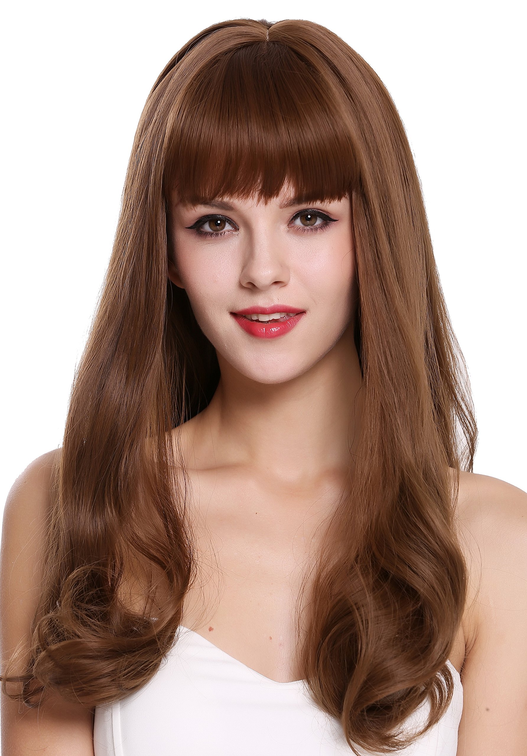 WIG ME UP - 1574-10/12 Quality women's wig lady long fringe brown mix wavy ends wavy tips