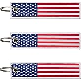 LLBFHH 3 Pcs USA American Country Flag Keychain,Woven label Key Chains for Car Keys,Fabric Key Chains Men and Women,Used for Various Decorations.