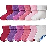 AMENLAN Baby Wool Floor Socks Soft Winter Warm Thick Non slip Toddler Boys Girls Crew Neck Socks 6 pairs