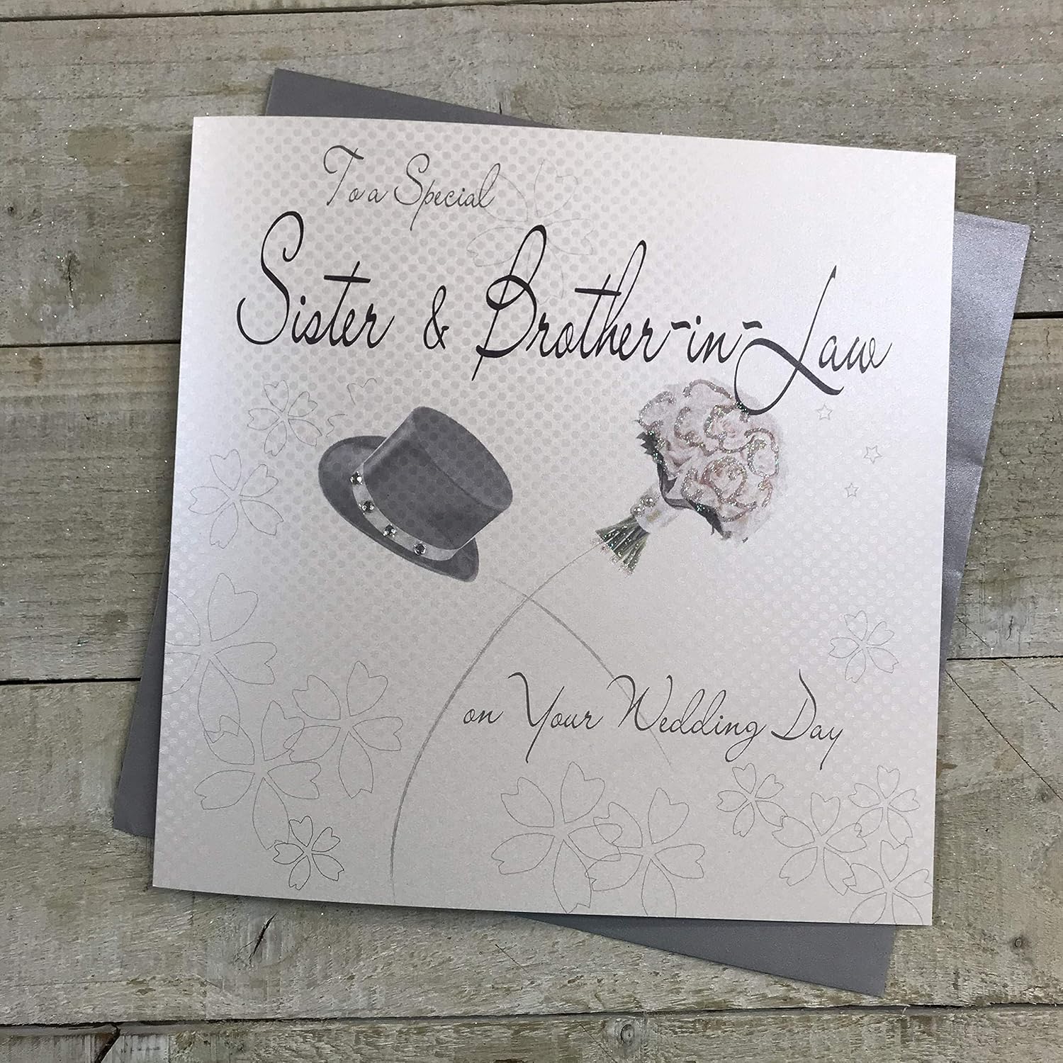 white cotton cards To A Special Sister and Brother-in-Law on Your Wedding Day Handmade Large Wedding Card Hat, XLWB9