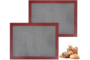 KitchenRaku 2-Pack Perforated Silicone Baking Mat, 15.7"x11.8" Non Stick Reusable Bread Mat, Silicone Baking Sheet Liner for 
