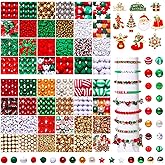 4200PCS+ Christmas Beads for Jewelry Making, Christmas Tree Snowflake Charms, Red Green Polymer Clay Beads Assorted Crystal Bead Gold Heart Star Spacer Bead for Bracelet Necklace Making DIY Crafts