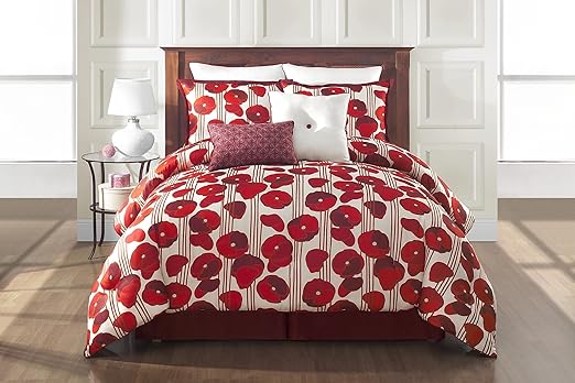 Amazon Com Vcny Poppy Queen Comforter Set 8 Piece Home Kitchen
