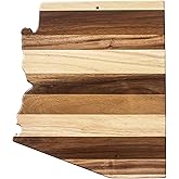 Totally Bamboo Rock & Branch Shiplap Series Arizona State Shaped Wood Cutting Board and Charcuterie Serving Platter, Includes Hang Tie for Wall Display