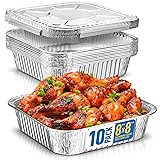 8x8 Disposable Aluminum Pans With Lids - 10 Pack