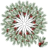 48 Pcs Christmas Floral Picks and Sprays Cone Berry Stems for Craft, Fresh | Holly Greenery Branches with Red Berries, Pine Cones for Wreath, Garland, Centerpieces, Gift Wrapping and Xmas Holiday Craft