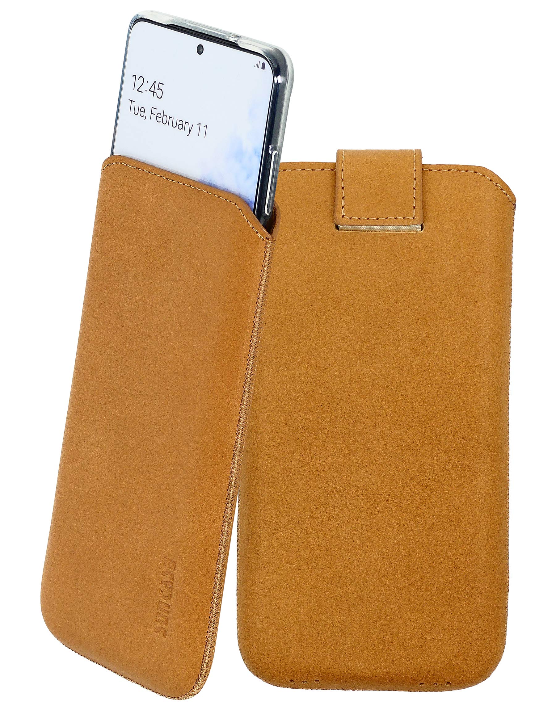 Suncase case compatible with Samsung Galaxy S20 with ADDITIONAL cover/shell/bumper/silicone *tab with pull-out function* mobile phone case leather case protective case in antique camel