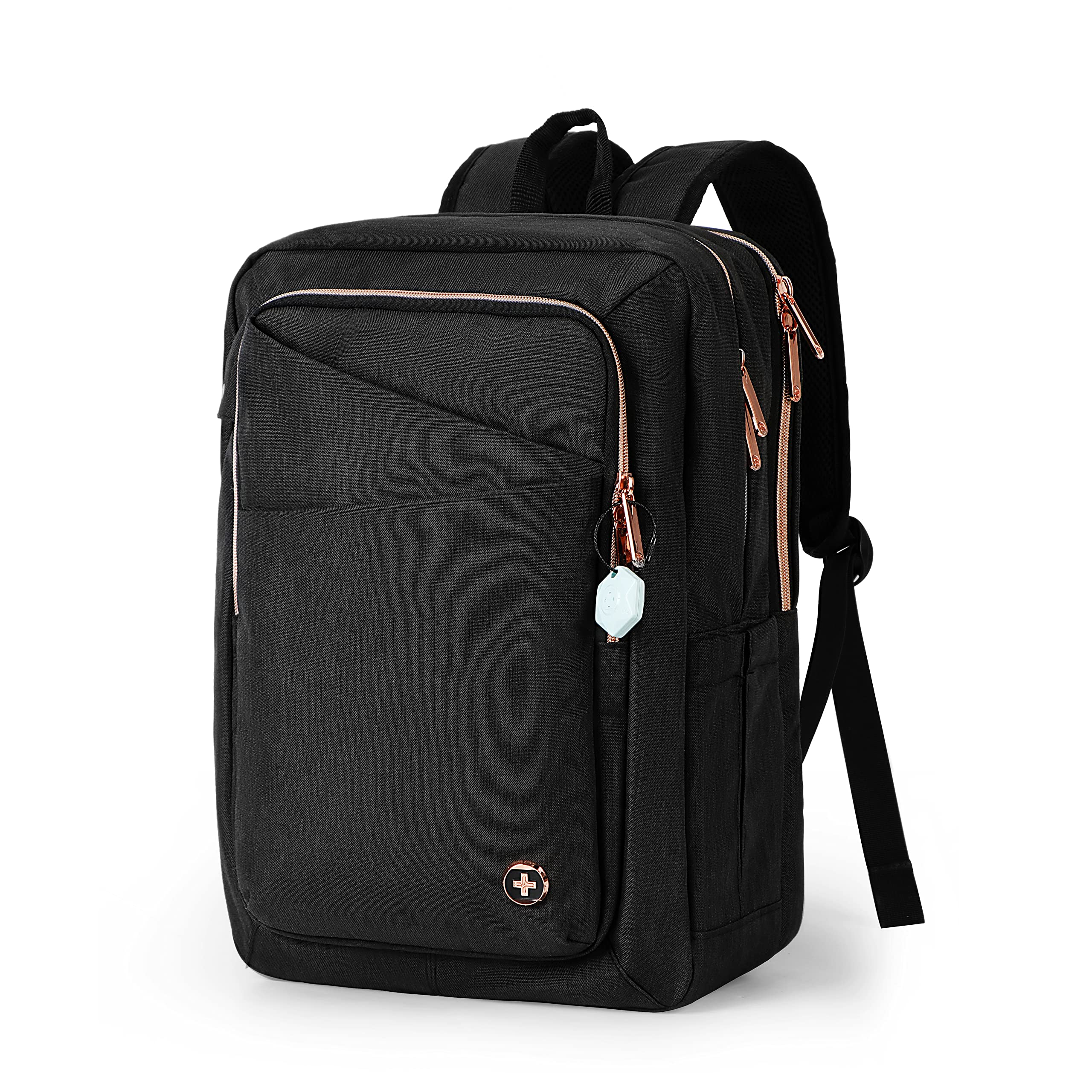 Photo 1 of Swissdigital Design Katy Rose Backpack For Women Black with Rose Gold-Tone Zippers College Travel Laptop Backpack With Apple Find My network (KATY ROSE SD1006FB0-01) One Nation One World