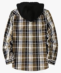ZITY Men's Flannel Hoodie Shirts Casual Button Down