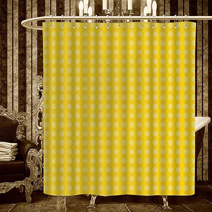 Homecoco Yellow Decor Shower Curtains Fabric Extra Long Hippie