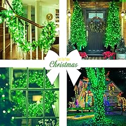 JMEXSUSS Green Christmas Lights Clear Wire, 66ft