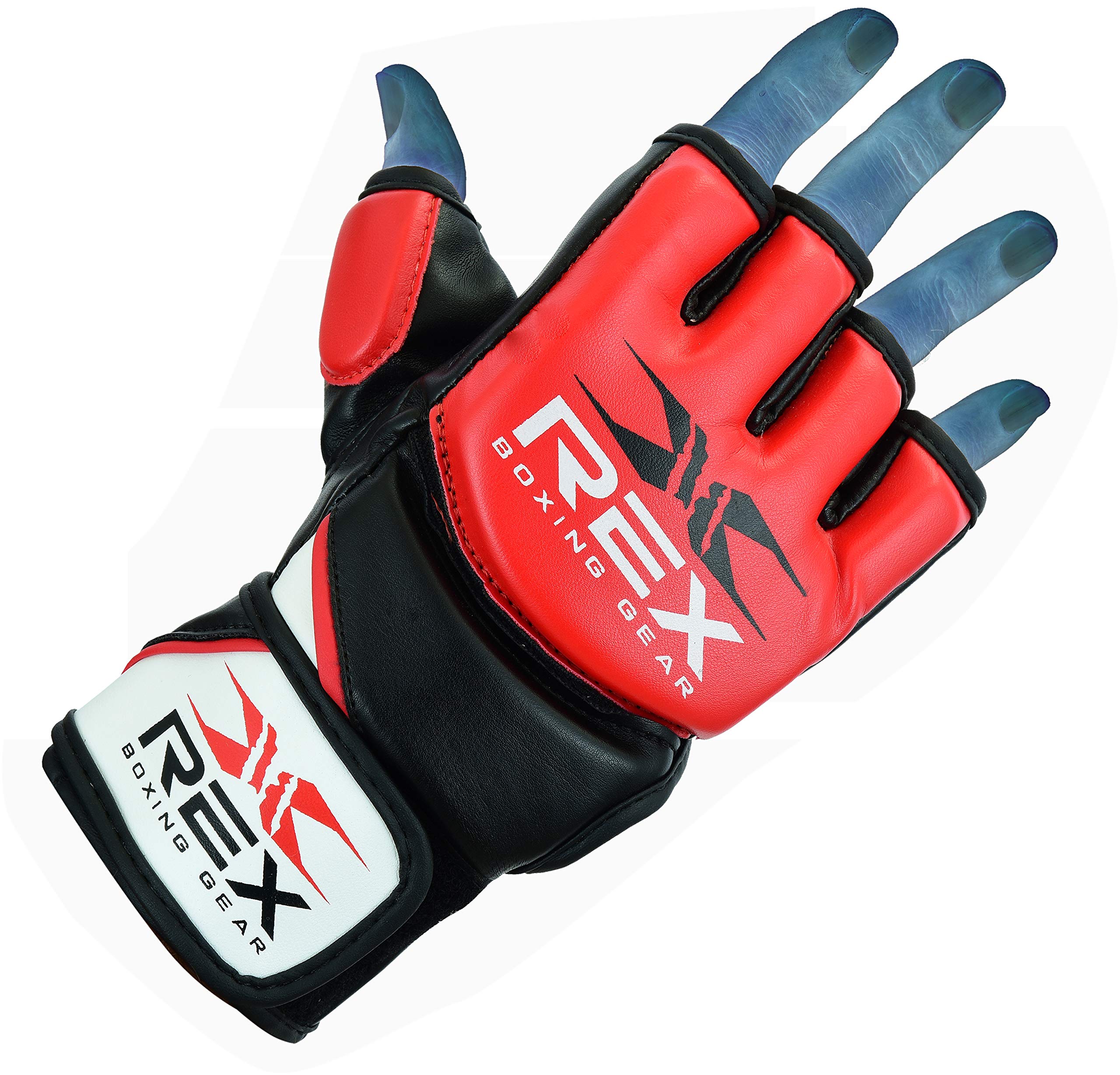 REX Boxing Wear MMA Gloves for Professional Martial Art super Durable Thick padded Rexene Leather Boxing Kickboxing Mitts for Cage Fighting, Punching Pad and Focus Pad. (Black, S)