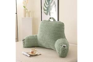 PAJEO Reading Pillow for Sitting in Bed, Large Backrest Reading Pillow with Polypropylene Cotton (Green Corduroy, Large(19inch))
