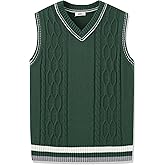 JSTEX Boys Sweater Vest 100% Cotton Kids Uniform Vest Girls V-Neck Sleeveless Knit Pullover for Size 4-14