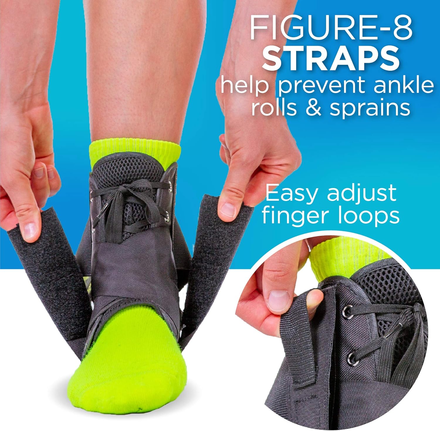 BraceAbility Volleyball Ankle Brace - Best Figure 8 Sprained, Rolled or Twisted Active Support Guard Stabilizer with Lace Up Ties for Women’s and Men’s Sport Player Injuries (Large): Health & Personal Care