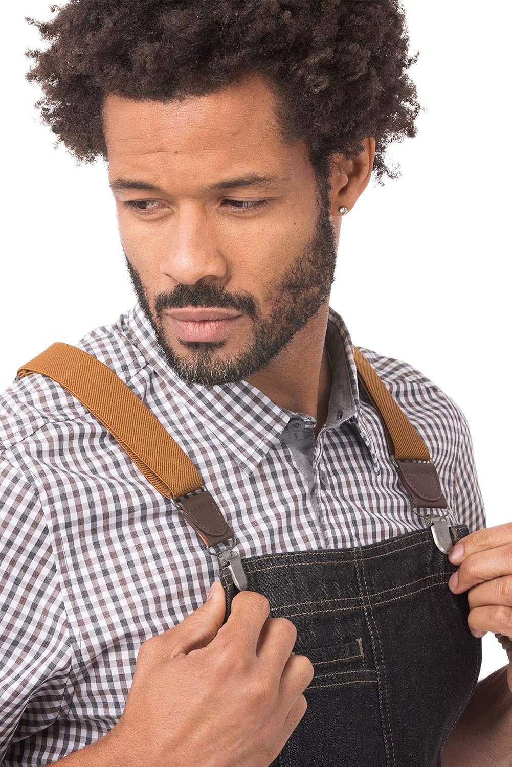 Chef Works unisex adult Berkeley Bib Work Utility Apron, Black W/Desert Sand Suspenders, One Size US: Clothing