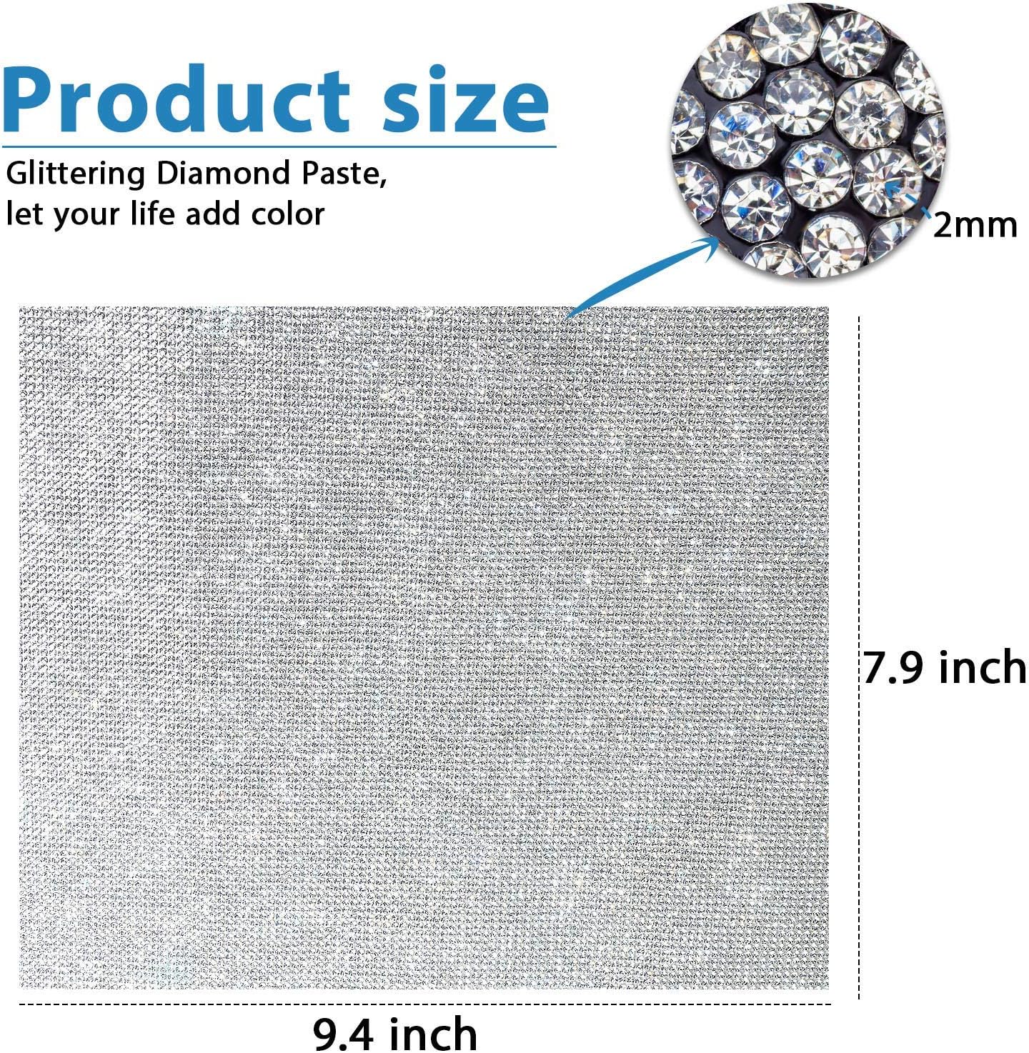 36000 Pieces Bling Bling Crystal Rhinestones Sticker DIY Car Decoration Sticker Self-Adhesive Glitter Rhinestones Crystal Gem Stickers for Car and Present Decoration 9.4 x 7.9 Inch (Clear) - Image 4
