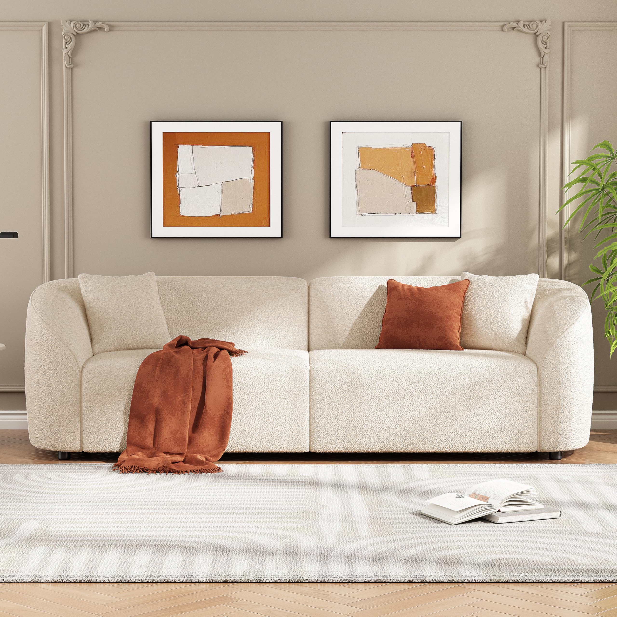 Photo 1 of ** missing parts / no return *** Christopher Knight Home Sabbo 87.50" Boucle Upholstered Couch, Oversized 2 Seater Sofa, Curved Soft Seating Lounge Sofa Chair, Cozy Loveseat with Armrest, Reading Sofa for Living Room Home Rest, Beige