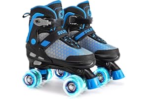 SULIFEEL Roller Skates for Girls Boys Kids,4 Sizes Adjustable Quad Skates with Light up Wheels,Safe Fun Children Skates, Best Gift for Beginners Indoor Outdoor Sports
