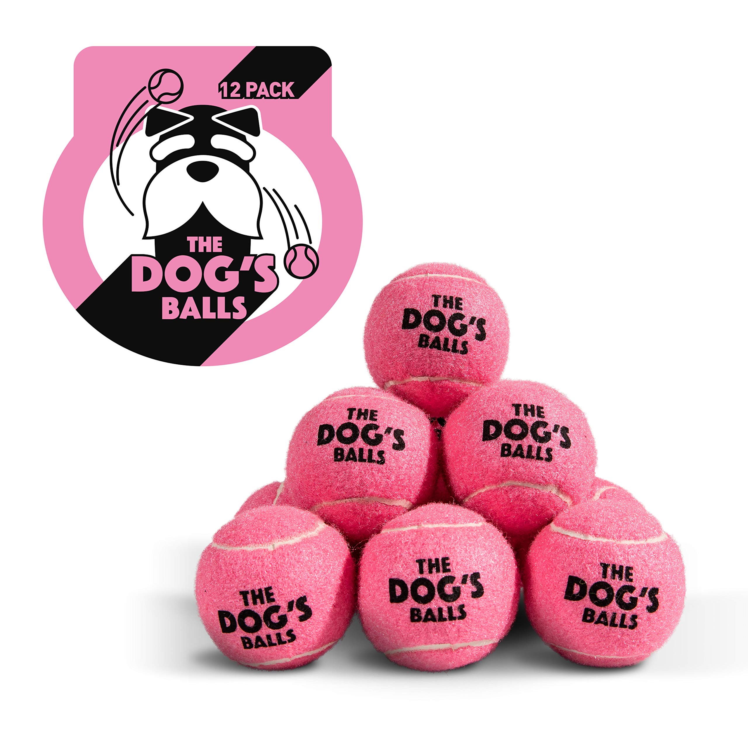 The Dog's Balls – Dog Tennis Balls, Pink, Medium, 12‑Pack