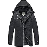 WenVen Men's Winter Thicken Cotton Parka Jacket Warm Coat with Removable Hood
