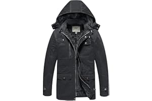 WenVen Men's Hooded Military Jacket Winter Fleece Parka Coat