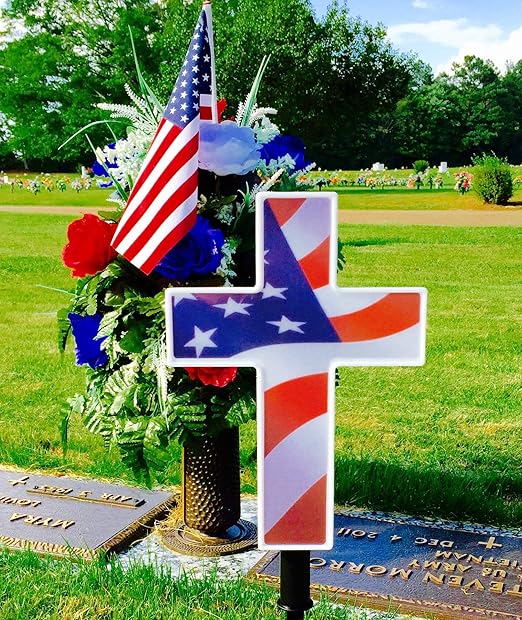 Amazon Com Solar Lighted American Flag Cross By Eternal Light