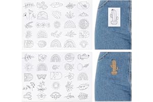 Amaxiu 50+Pcs Water Soluble Stabilizer for Embroidery, 2 Sheets Stick and Stitch Embroidery Paper Hand Sewing Stabilizers Self Adhesive Embroidery Stabilizers Tear Away Embroidery Stabilizers(Style-C)