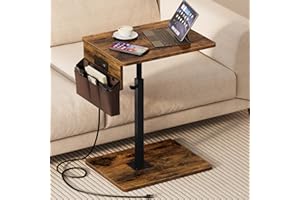 Vagusicc Sofa Armrest Tray Table for Couch - 360° Swivel Height Adjustable Side Table for Small Spaces, Snack Side Table for Bed or Chair, C Shaped End Table Snack Table for Eating Dinner Laptop